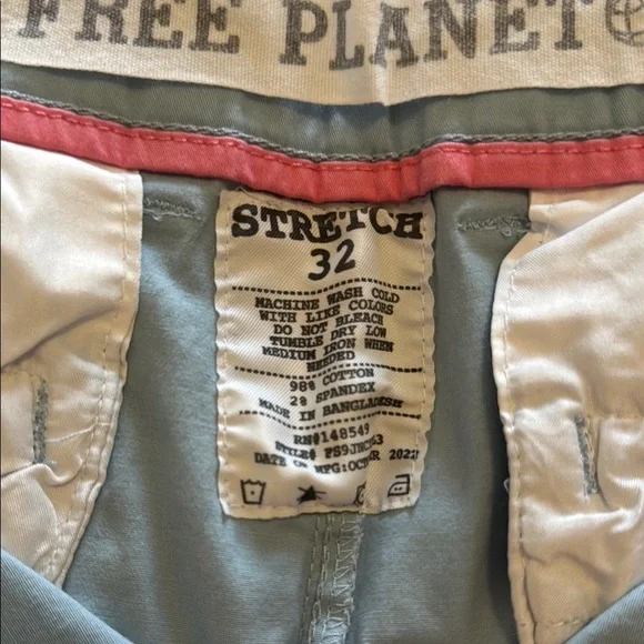 Free Planet Blue Flat Front Shorts Versatile Style - Picture 2 of 3